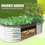 8X4X2ft Galvanized Raised Garden Bed, Oval Above Ground Modular Metal Outdoor Planter Boxes(Antique White) - Tramull Metal Raised Garden Beds - Durable, Modular, Quality Galvanized Steel Garden Beds