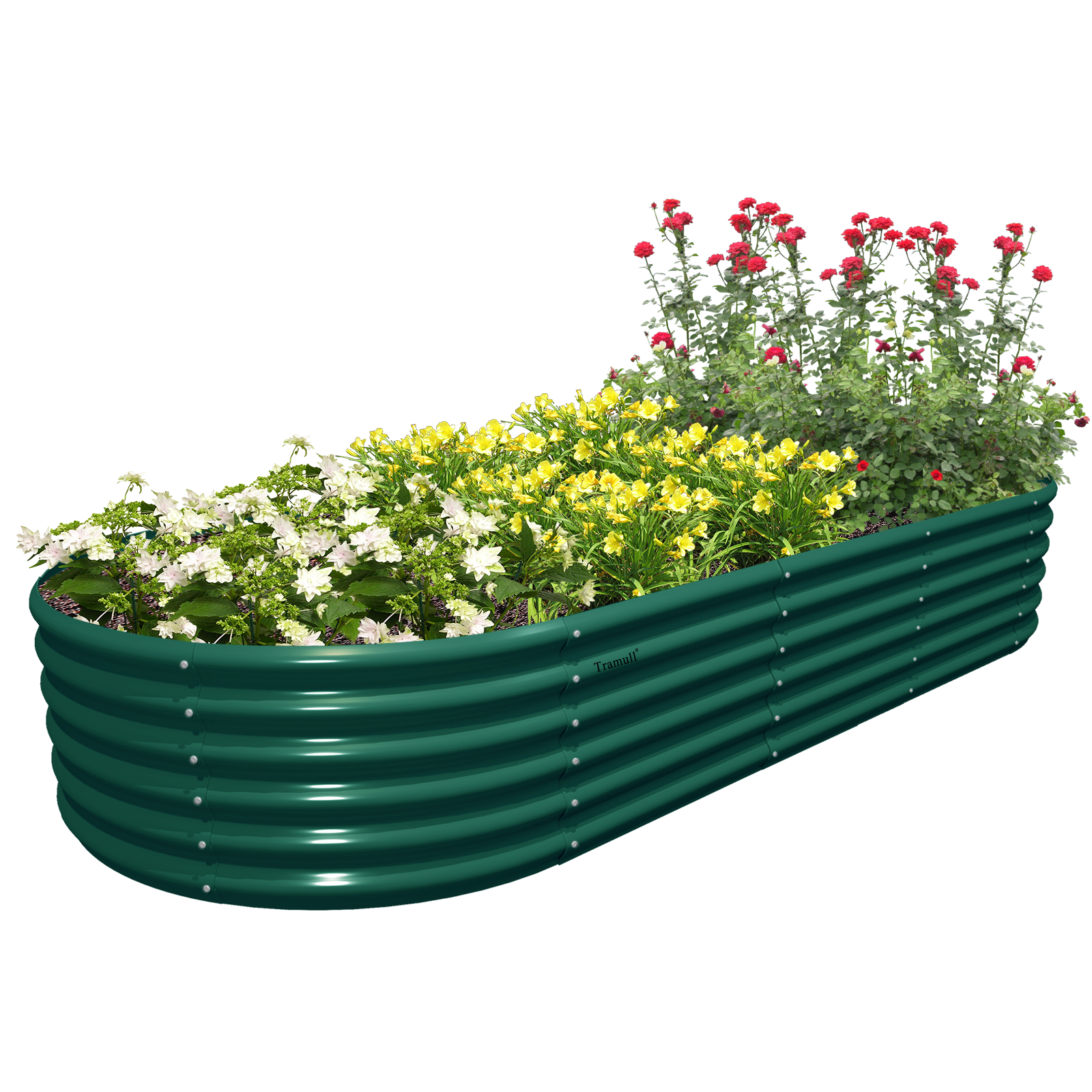 8x3x1.5ft Oval Galvanized Metal Raised Garden Beds (Green) Tramull