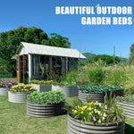 8X4X2ft Galvanized Raised Garden Bed, Oval Above Ground Modular Metal Outdoor Planter Boxes(Antique White) - Tramull Metal Raised Garden Beds - Durable, Modular, Quality Galvanized Steel Garden Beds