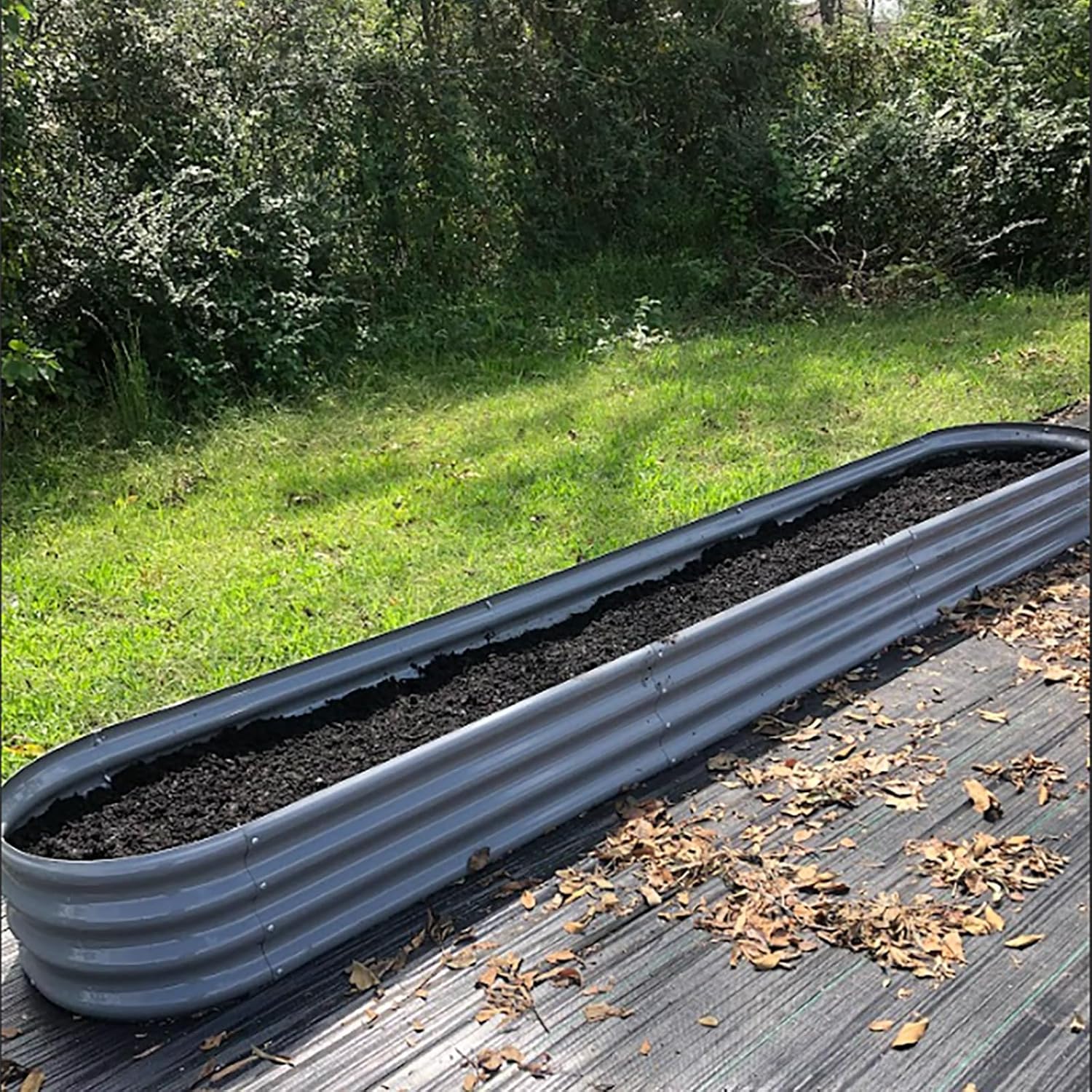 Bundle of 4 | 12" Tall 12x2ft Oval Metal Raised Garden Beds