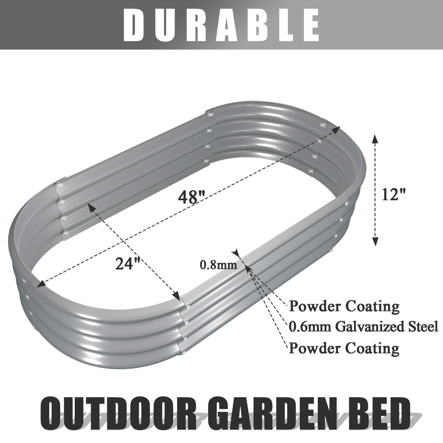 Bundle of 8 | 12" Tall 4x2ft Oval Metal Raised Garden Beds
